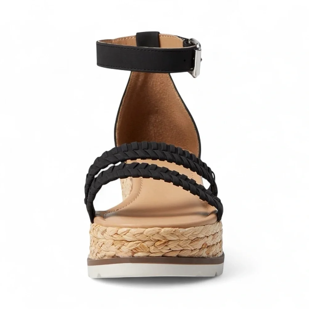 DV by Dolce Vita Biddy Espadrille Wedge Sandal Size 7 New In Box Black